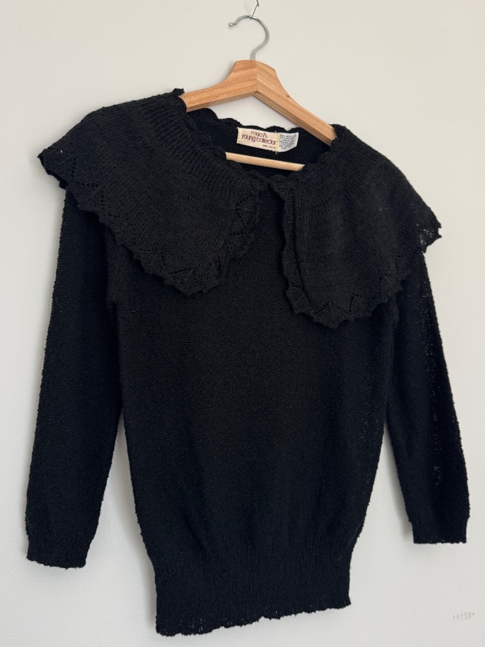 Vintage Macy's Dramatic Collar Sweater in Black